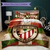 Athletic Club de Bilbao Ensemble de couette à motif Housse de couette Taie d'oreiller Décoration de maison Cadeau d'anniversaire (1 * housse de couette + 2 * taie d'oreiller sans garnissage)