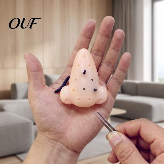 Creative Novelty Items Nose Pimple Popping Toy with Tweezers And Worm, Funny Stress Relief Prank Focus Concentration Toys Game for Party, Flexible TPR