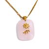 Yhpup Natural Stone Amazonite Amethyst Pink Quartz Star Moon Rectangle Pendant Necklace Stainless Steel French Jewelry Gift