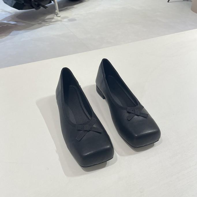 Fashion ballet Mary Jane shoes new square head bow light mouth evening breeze flat sole shoes women's spring and autumn