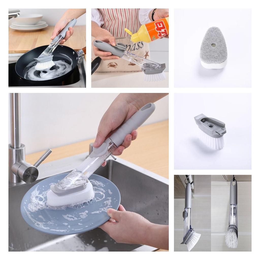 Kitchen Longhandle Cleaning Brush Bowl Washing Sponge Brush Accessories Pot