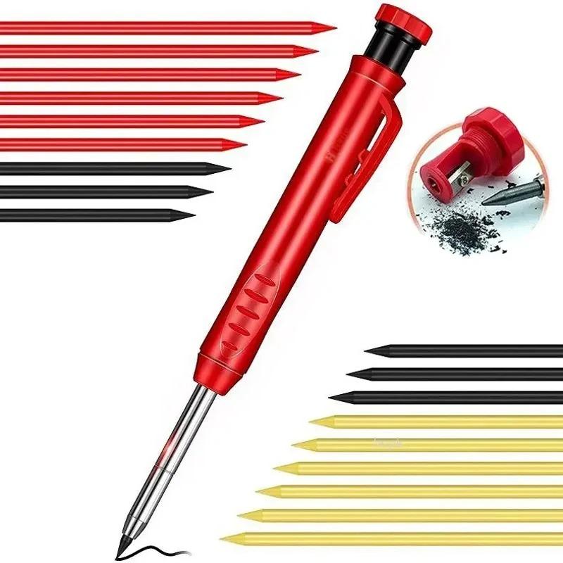 Zimmermannsbleistift Metall Langer Kopf Tiefloch Professionell Ingenieurwesen Schnelltrocknender Markierstift Graphit Holzbearbeitung Schwarz Rot Linierung