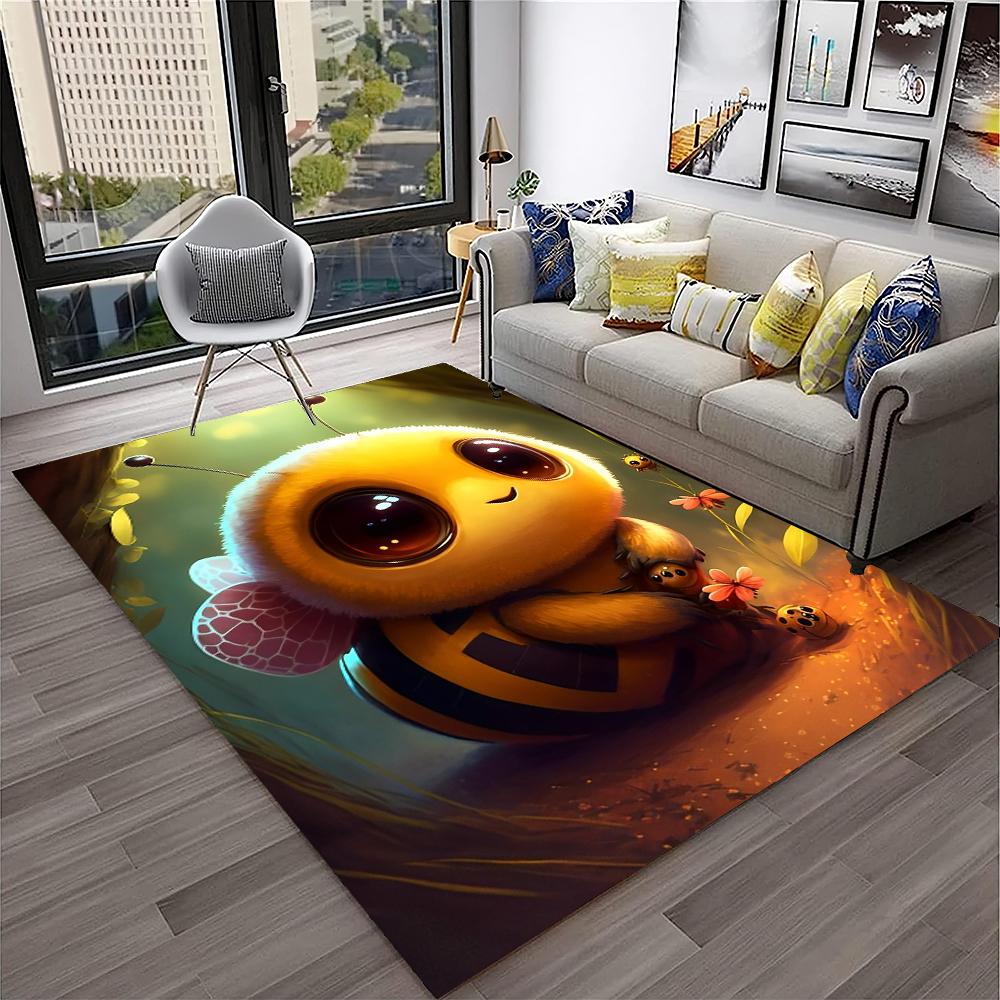 Cute Bee HoneyBee Insect Cartoon 3D Carpet Rug for Home Living Room Bedroom Sofa Doormat Decor,kids Area Rug Non-slip Floor Mat