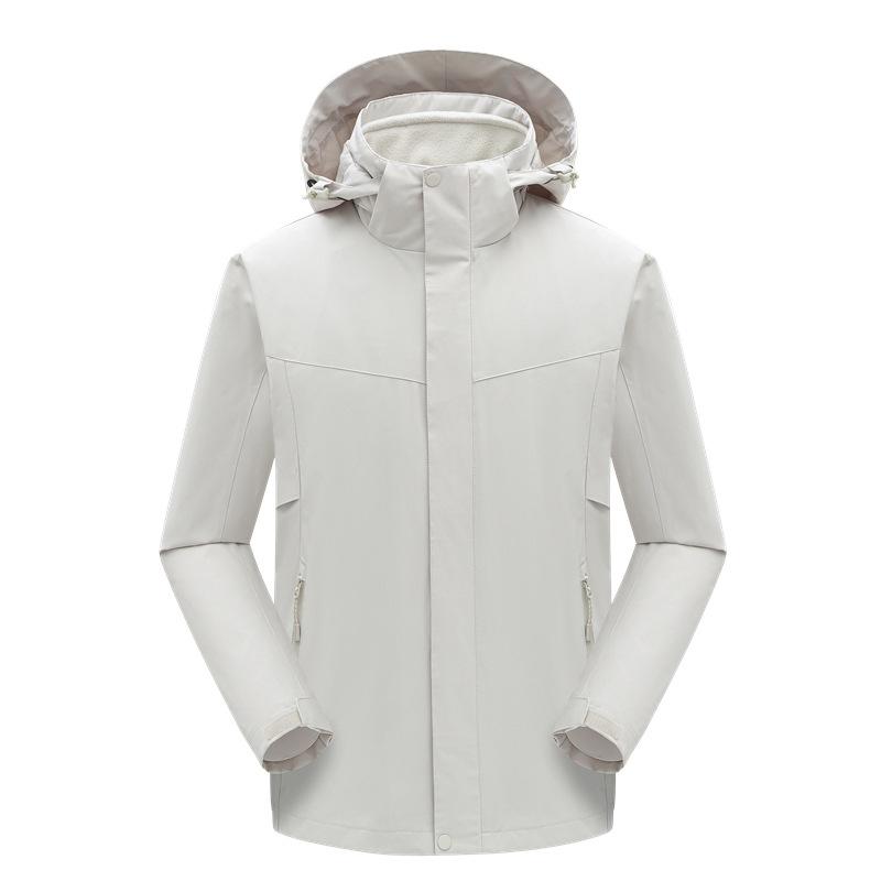 3-in-1 jacket men's anti-oil, windproof and warm silver fox velvet jacket women's outdoor work clothes