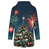 Women's Christmas Print Long Sleeve Hooded Sweatshirt with Festive Holiday Design