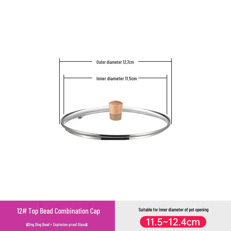 

G-Shaped Tempered Glass Lid with Raw Wood Handle for Wok, Soup Pot, Steamer, and Frying Pan (12-34cm)