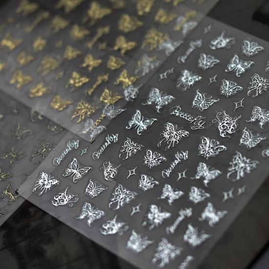 Lesklé samolepky na nehty Samolepicí potřeby pro DIY nehtové umění 5D Japonský styl Retro Pozlacení Motýl Manikúra