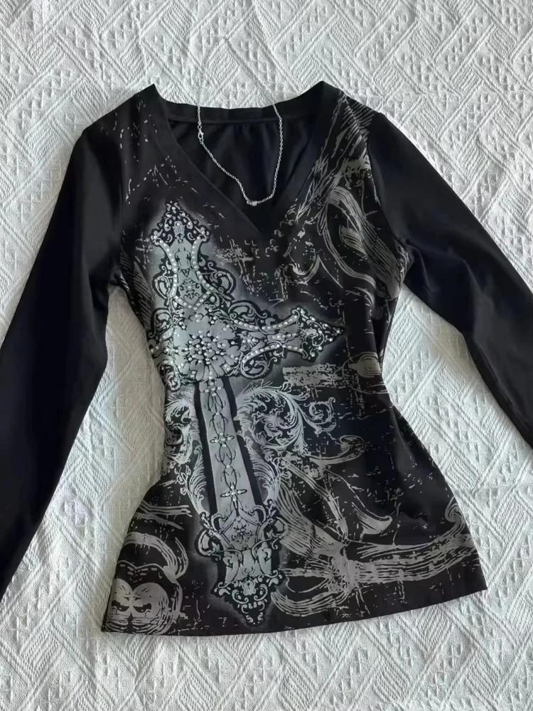 Black Letter Goth Sexy Gothic Graphic T-shirt Vintage Women's 90s Clothes Y2k Crop Top Streetwear Tshirts Subculture Tees Punk