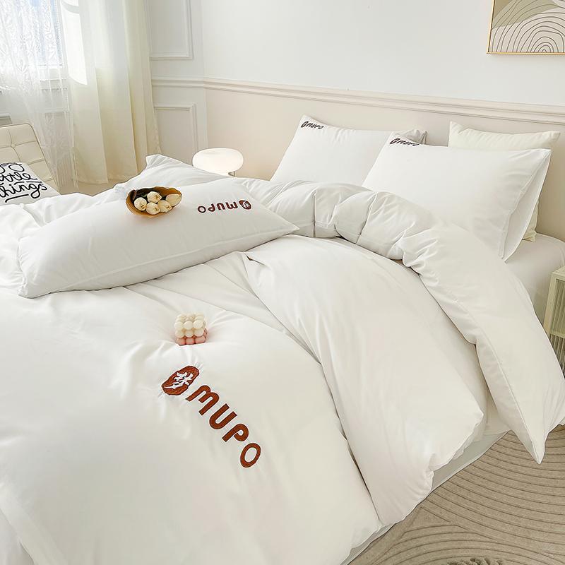 

Solid Color Duvet Cover Washed Cotton Bedding Set Duvet Cover with Zipper, Pillow Cases,Embroidered Bedspread Super Soft 135x200cm(53x79 in) білий