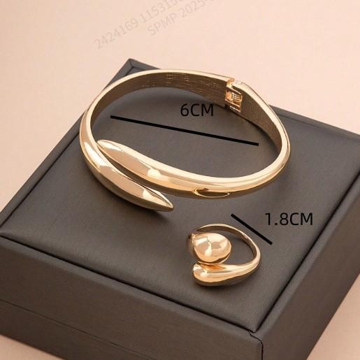 Water drop element glossy bracelet ring jewelry set simple and exquisite Christmas gift
