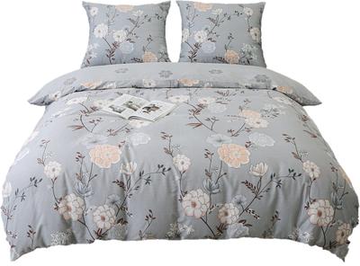 Satin Bedding 220x200cm Flowers Gray Delicate Meadow