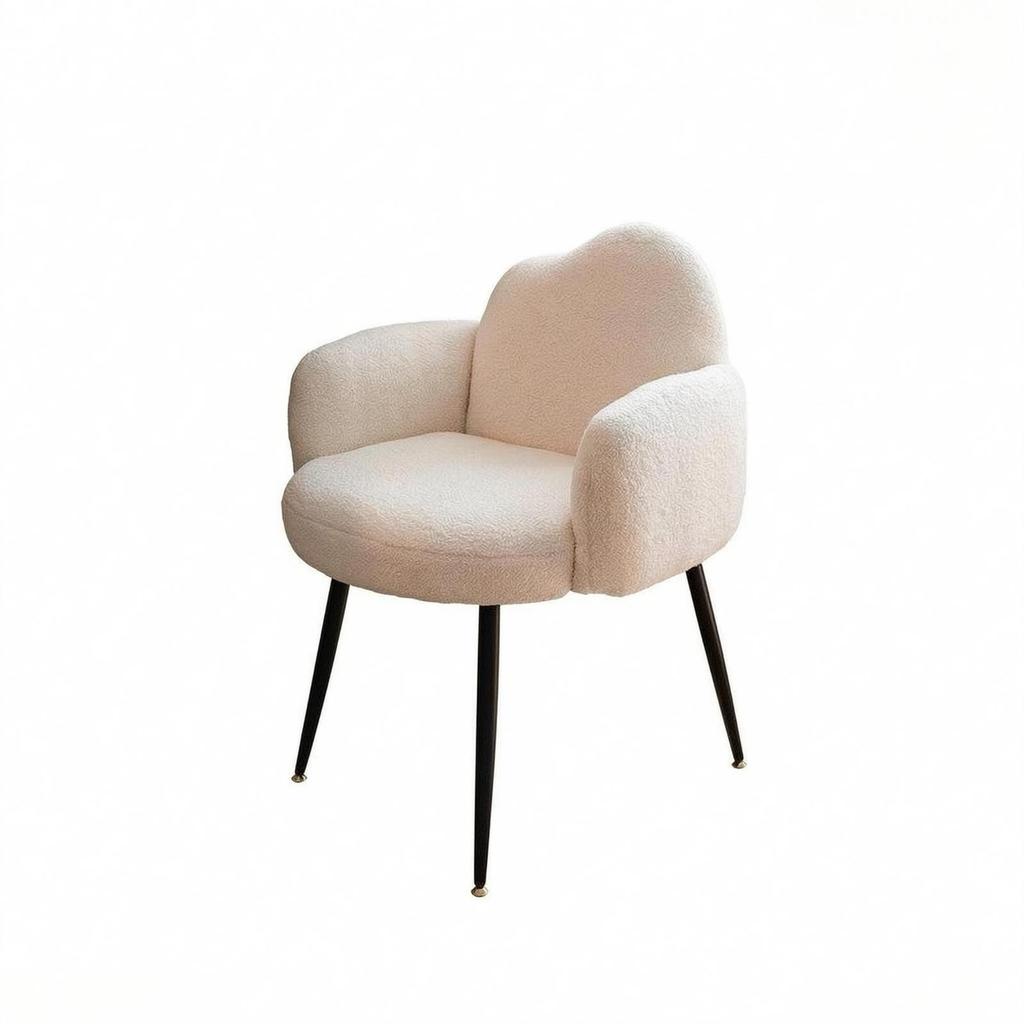 Vanity Chair Cloud Backrest Upholstered Makeup Stool Metal Legs for Bedroom