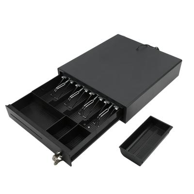 Cash Register Box 3 Coin Tray 4 Bill 3 Level Lock Black DC 12?24V with 2 Keys for Supermarket