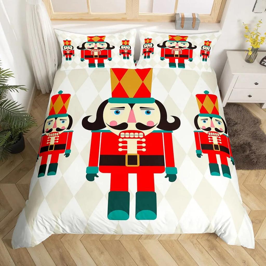 Jultomtar påslakan set Tomte Jul Täcktäckeset God Jul Sängkläder Vinter Snö Helg Påslakan