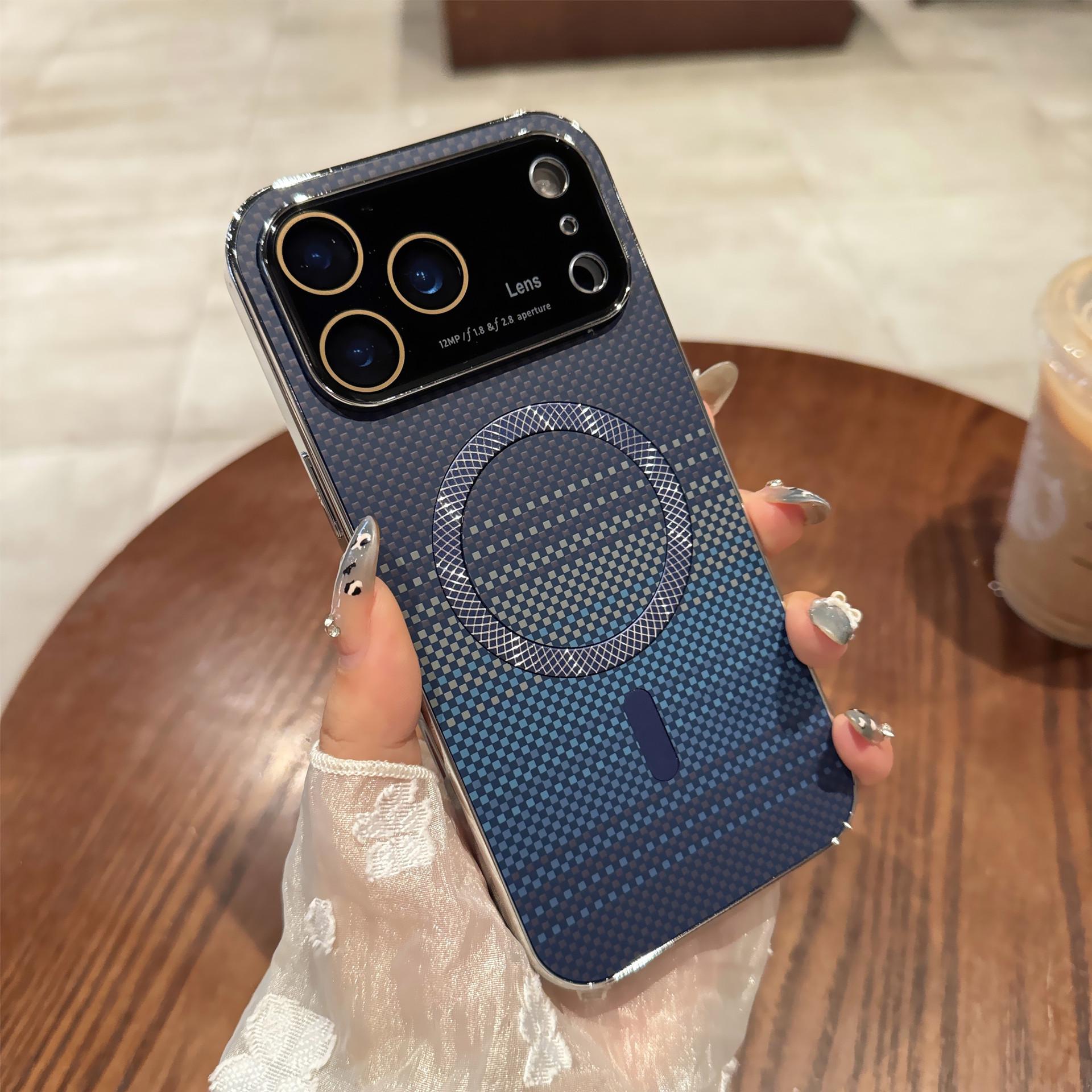 

iPhone 17 Pro Max Carbon Fiber Magnetic Case with Large Window - Compatible with iPhone 16/17 Pro. iPhone 15 Pro