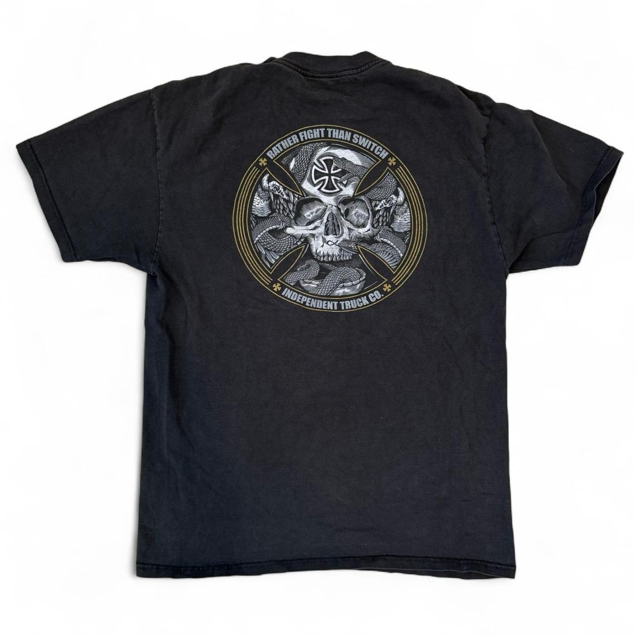 Vintage Independent Truck Co. Faded Black Skull Grunge T-Shirt Men’s Medium Y2K Unisex T-Shirt XL