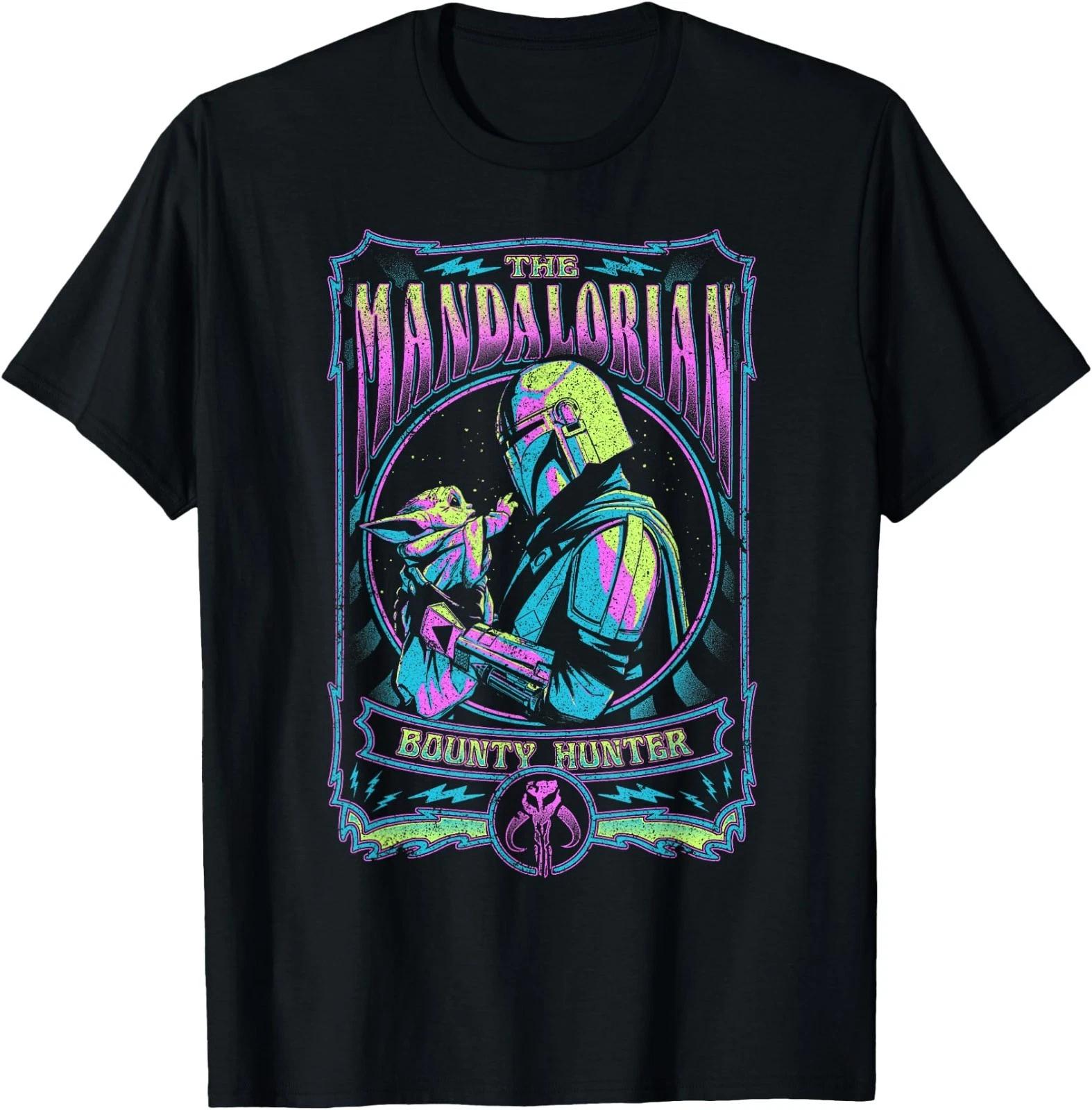 Star Wars: The Mandalorian Mando & Grogu Neon Poster Square T-Shirt M