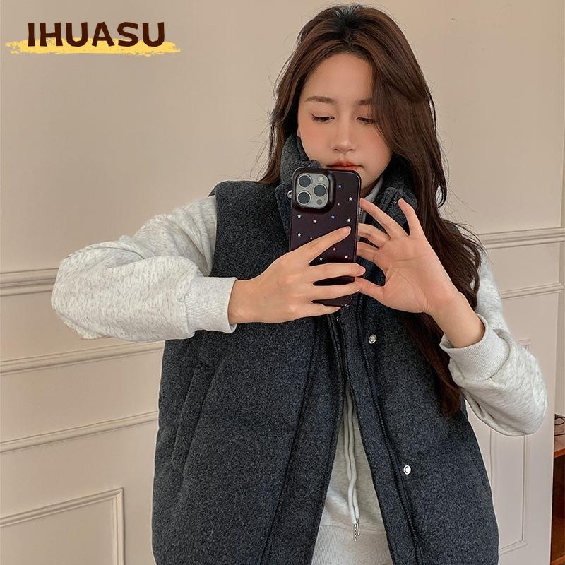 IHUASU Moda Donna Casual Autunno Inverno Monocolore Stampa Senza Maniche Giubbotti & Cappotti Piumini