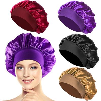 Balení 4 saténových čepic na vlasy, noční čepice, čepice na spaní, opakovaně použitelná saténová čepice, elastická síťka na vlasy na spaní pro ženy a dívky