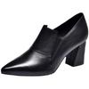 Fashion Spring and Autumn New Thick Heeled Women Shoes Fashion Black Pointed Toe Comfortable Shallow Mouth Slip on Pumps Single Shoes
