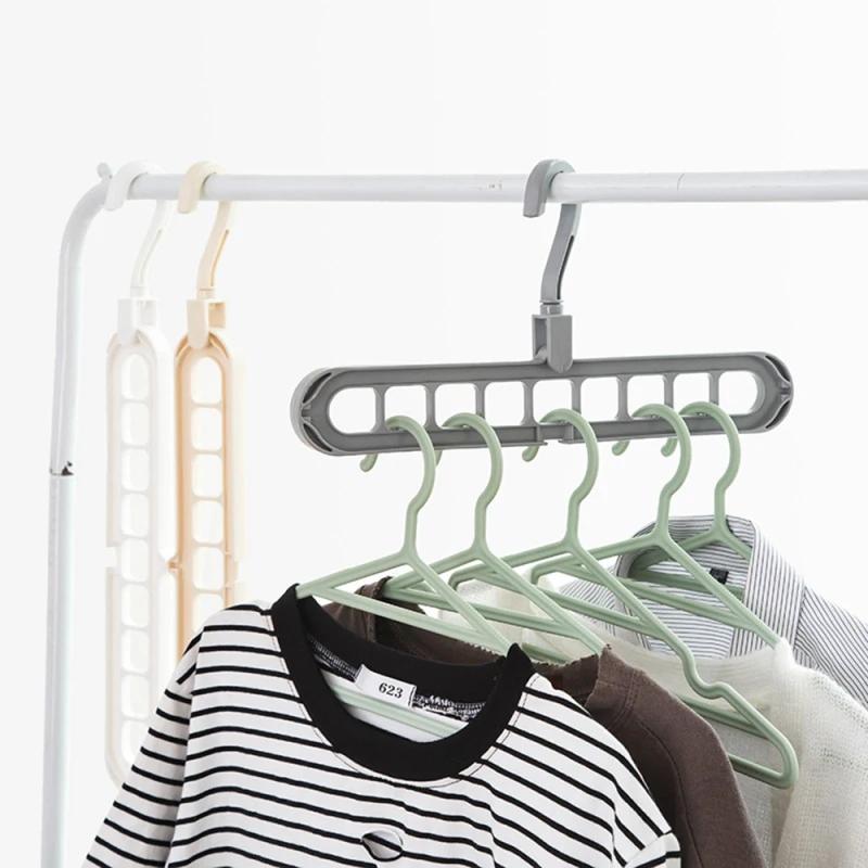 9-hole Clothes Hanger Organizer Space Saving Hanger Multi-function Folding Magic Hanger Drying Racks Scarf Clothes Storage