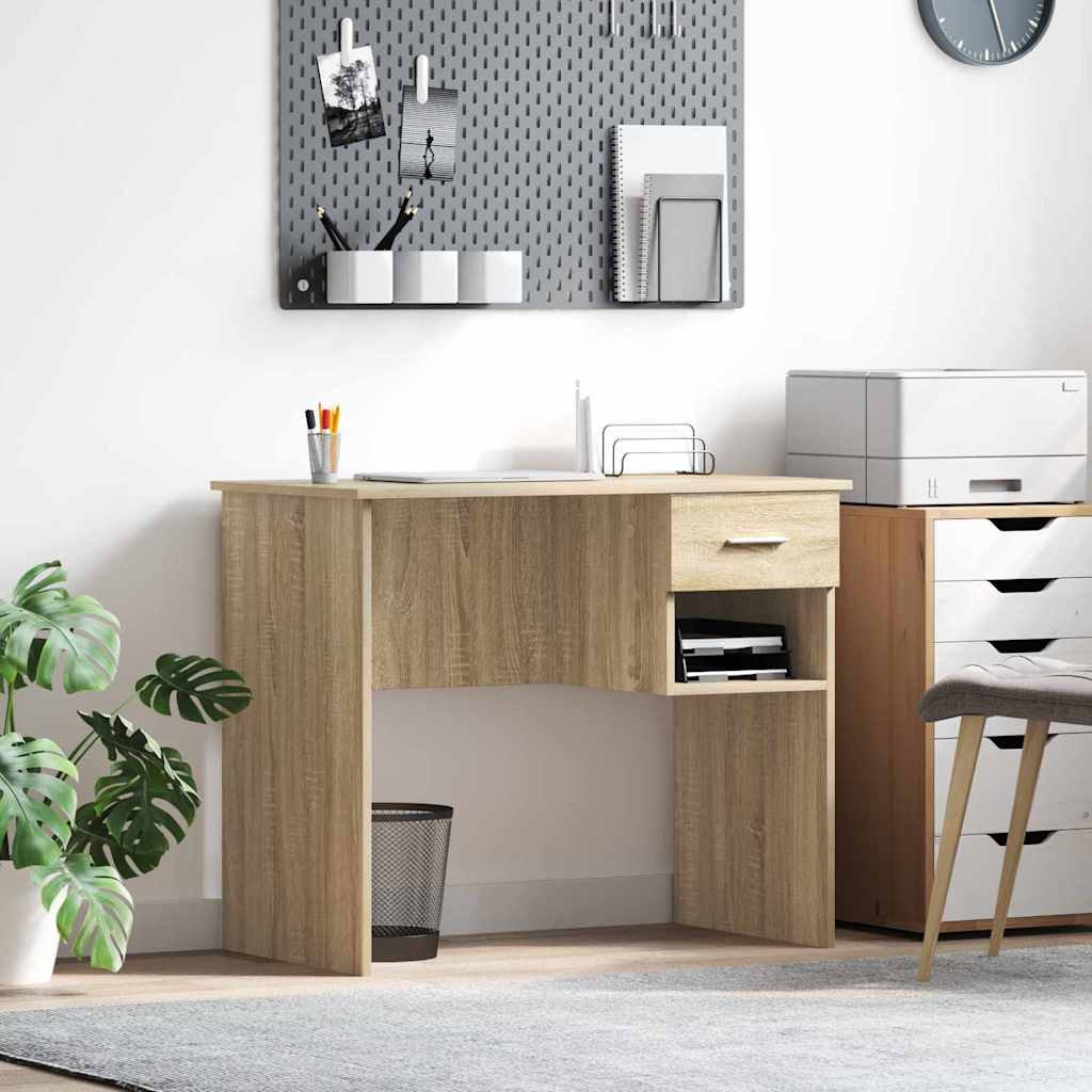 Desk in Sonoma Oak Finish 90 x 49 x 75 cm Engineered Wood