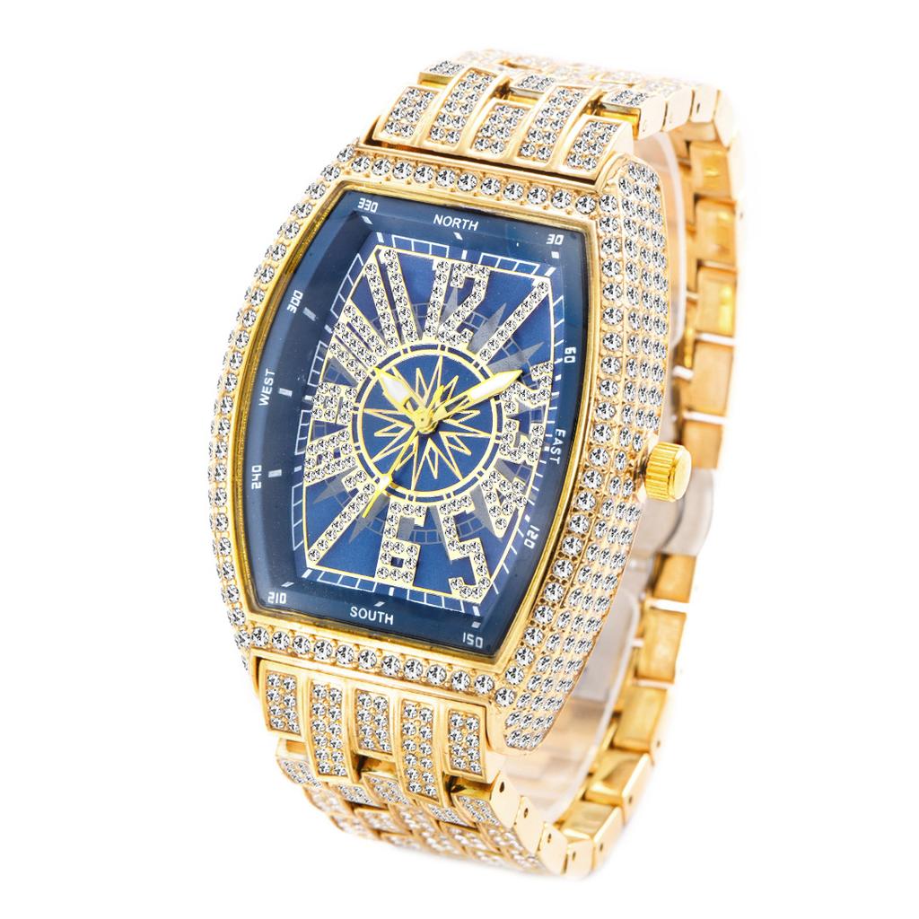 W87 Men's Watches Luxury Metal Sky Star Fashion Digital Barrel Full Diamond Large dial Waterproof Male Quartz Clock Watch
