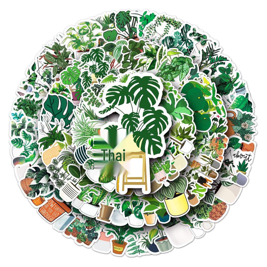 100 Cartoon Plant Trendy Stickers for DIY: Suitcase, Skateboard, Fridge, Phone Decor