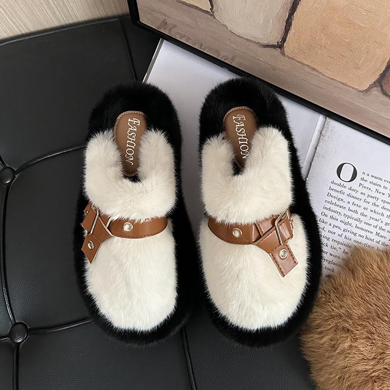 Premium Thick-soled Fluffy Slippers Women's Models In Autumn and Winter 2025 New Bag Head Outer Wear Home Winter Cotton Slippers
