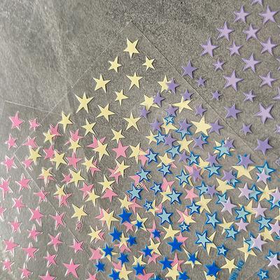 Basit Lazer Gümüş Yıldız Tırnak Sanatı Çıkartmaları Holografik Renkli Kendinden Yapışkanlı Yıldız Çıkartması Kendin Yap Manikür Yıldız Kaydırıcı