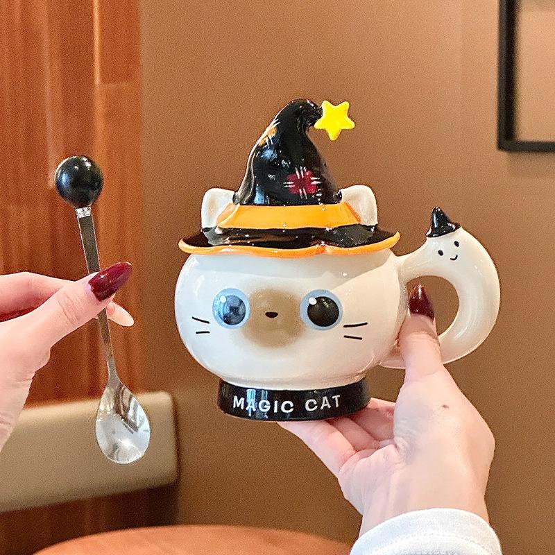 

Подарок на день рождения волшебная шляпа кот кружка большая емкость керамическая чашка для воды чашка на Хэллоуин подарочная коробка для девочки 301-400ml