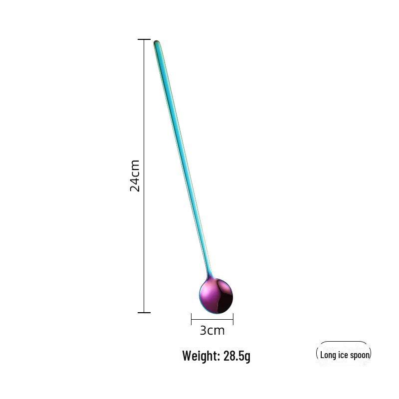 304 Stainless Steel Long Handle Spoon for Coffee, Ice, and Seasoning - Japanese & Korean Style