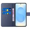 Coque de protection - BOOLING - pour Samsung Galaxy S25 - Effet Cuir Bleu Marine - 2 Verres Trempés - Antichoc