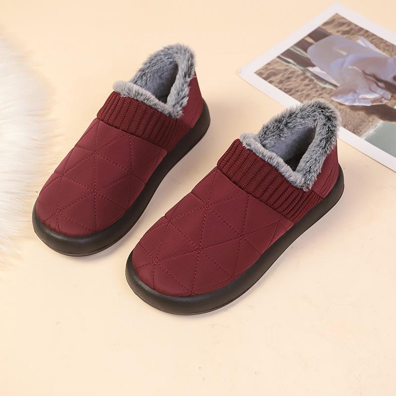 Inverno novo casual quente gorro empilhado sapatos casal casa interior com salto sapatos fofos