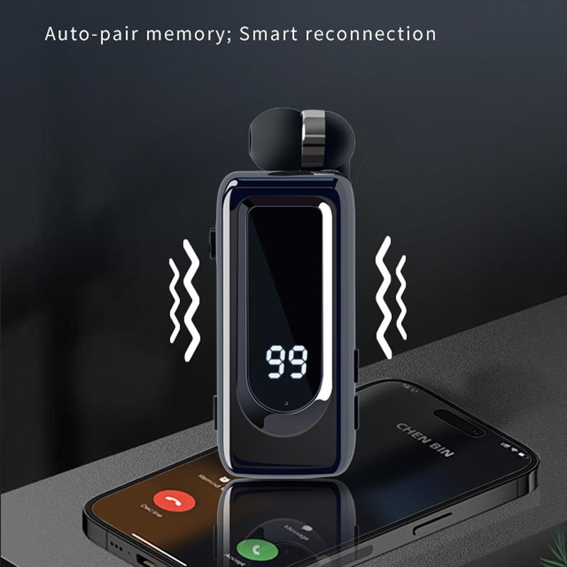 D70Pro Lavalier Business Bluetooth 5.4 Earphones Talk/Music Time 36 Hours LED Digital Display With Mic Noice Cancelling Headset