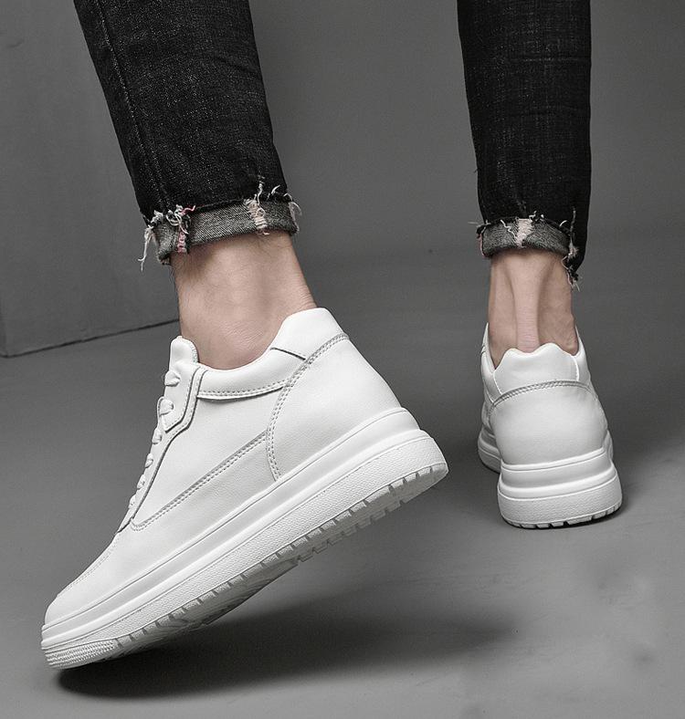 2024 Men's 10CM Height Increasing White Casual Skate Sports Shoes