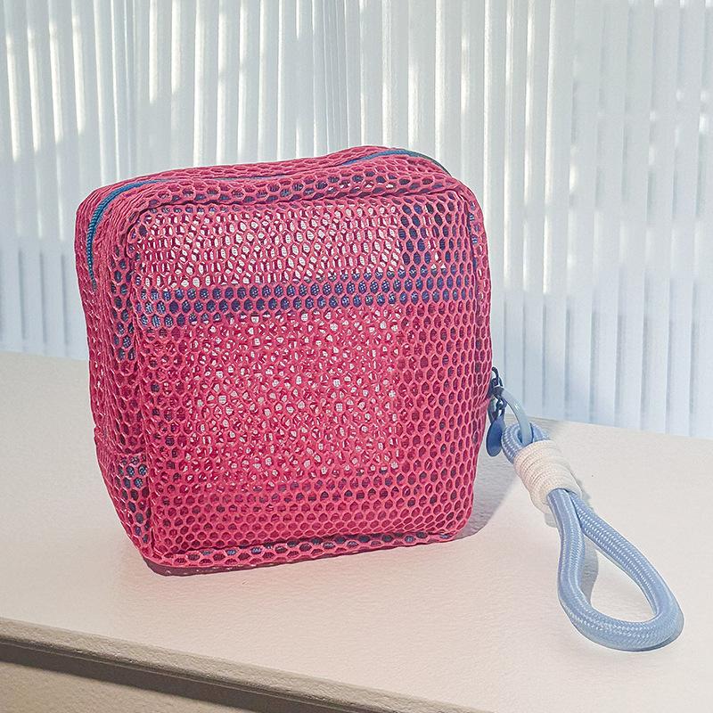 Storage Bag Dopamine Fashionable Trendy Travel Business Trip High-capacity Mesh Portable Makeup Bag Lipstick Earphone Coin Purse