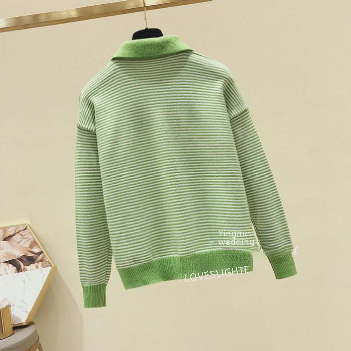Women's Loose Pullover Sweater - 2024 Autumn Korean Doll Collar Style, Thick Knit