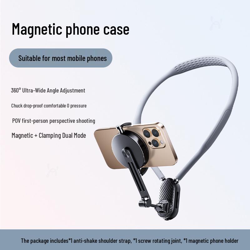 Magnetic Hanging Neck Phone Holder with Anti-Shake Chest Mount for Outdoor Sports Camera