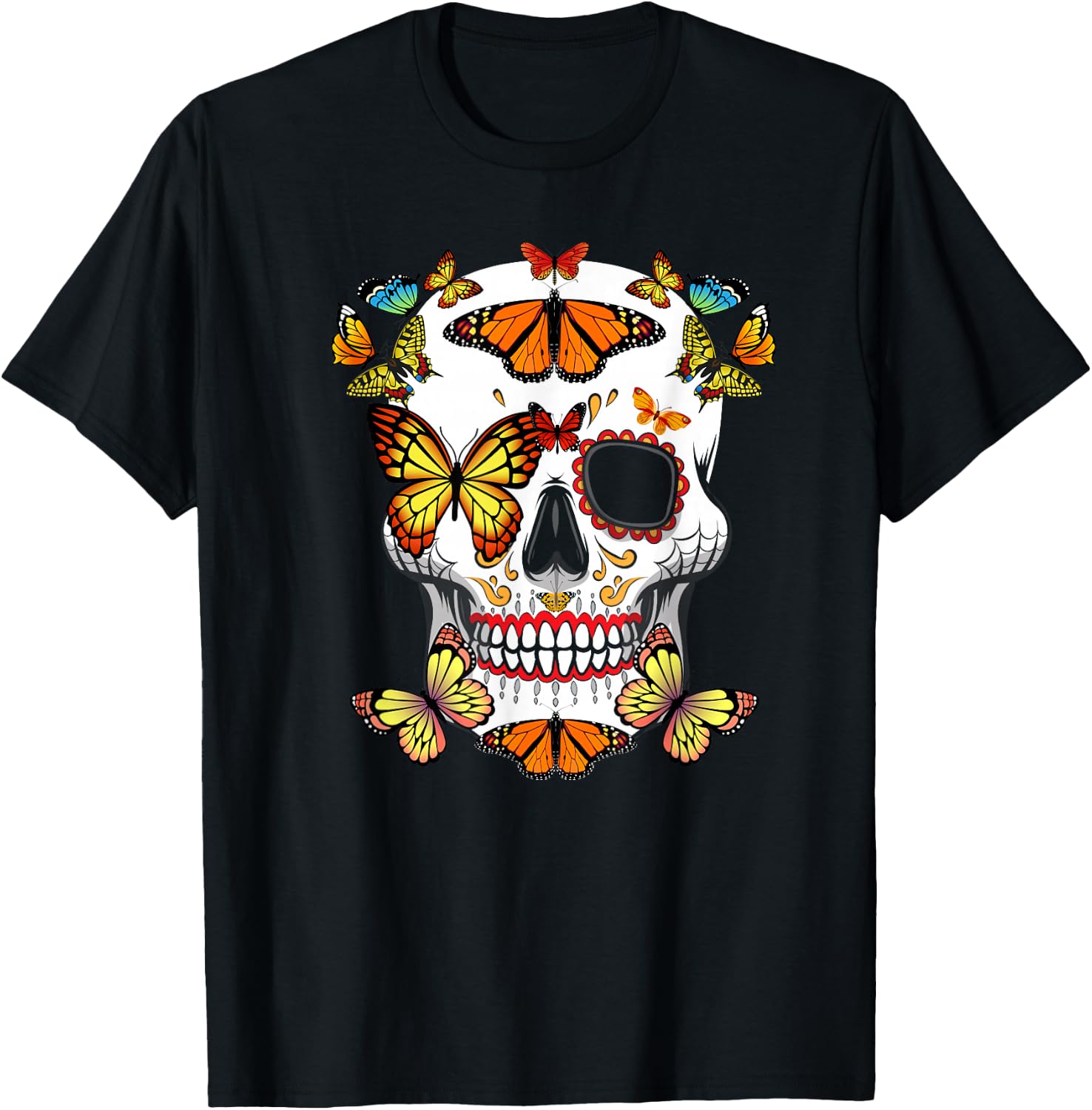 Sugar Skull Butterfly Shirt Color Butterfly Shirt Butterfly T-Shirt S