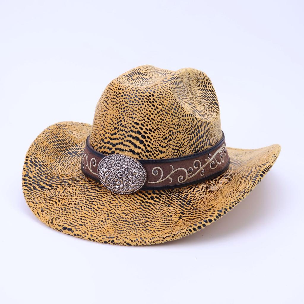 Amazon Cross-Border Explosion, European And American Classic Crocodile Pattern, Western Cowboy Hat, Men'S And Women'S Fashion One-Word Jazz Top Hat