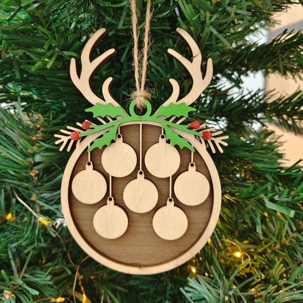 Christmas ReindeerWooden Tag Bow Christmas Tree Decoration