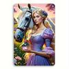 1pc Enchanted Forest Scene Metal Tin Sign 8x12 Inch - Vintage Wall Art with Princess, White Horse & Magical Orb, Perfect for Hom