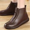 Women Warm Short Boots Comfortable Non Slip Flats Autumn Winter Lightweight Front Zipper Solid Color Comfortable Mom Shoes