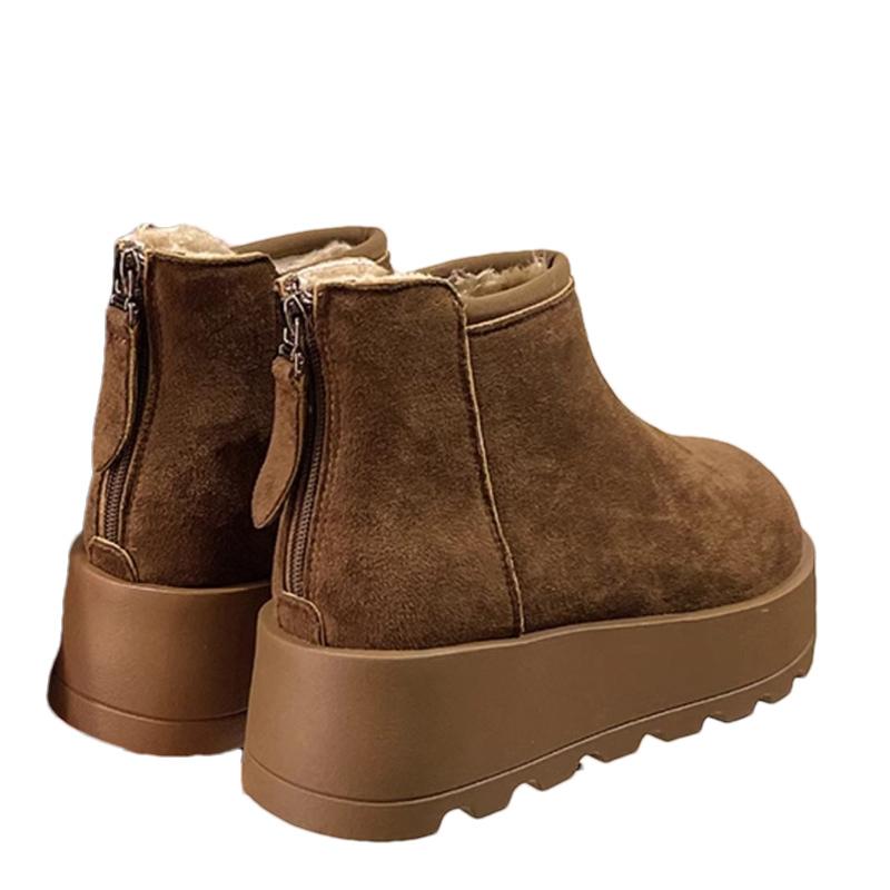 Suede Platform Women Snow Ankle Boots Designer Short Plush Mid Heels Cotton Shoes 2025 Trend Winter Warm Casual Botas De Mujer