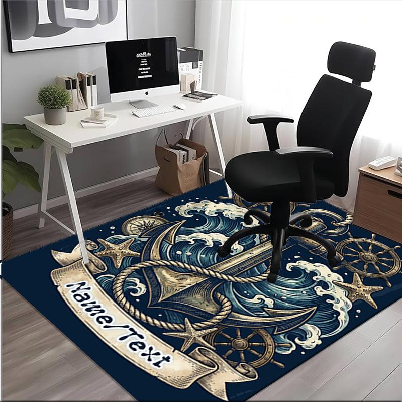 1PC Custom Name Nautical Anchor Adventure Theme Floor Mat Ideal for Living Room, Game Rooms, Office, Bedroom,Floor Mat Playful Design