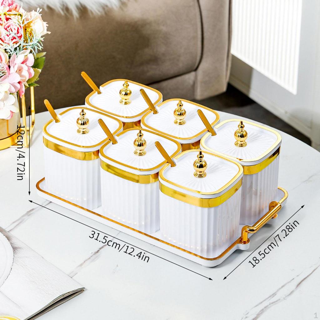 Divided Dried Fruit Plates Multifunctional with Lid and Spoon Snack Storage Holder for Office Living
