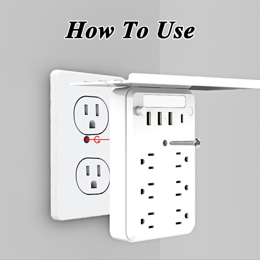 Wall Extender With Shelf Night USB Ports, 2025 New Wall Extender With Shelf Night, 9-in-1 Extended With Surge Protector For Next To Bed,Off