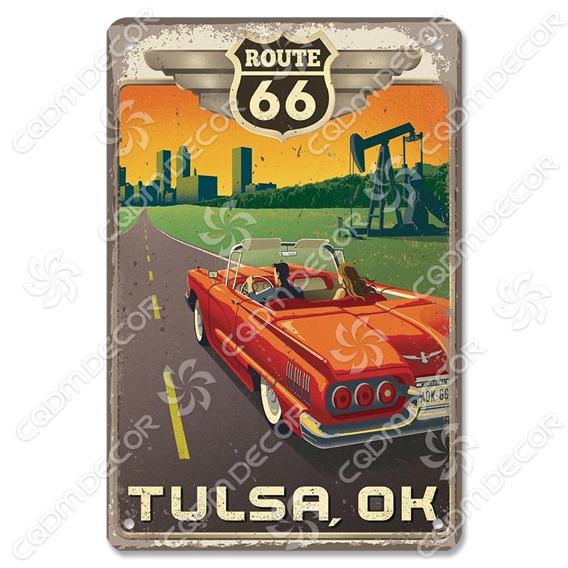 Alte Route 66 Blechschilder Get Your Kicks on US 66 Metallposter Vintage Wandkunst Dekoration für Garage Club Wohnzimmer Zuhause