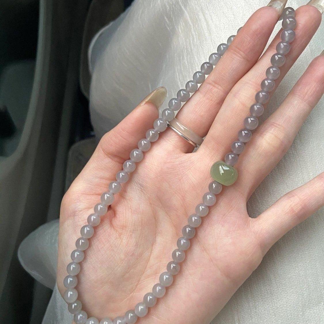 Handmade 6mm Smoke Grey Double Loop Glass Bracelet, Retro New Chinese National Style Unisex Jewelry, Travel Souvenir